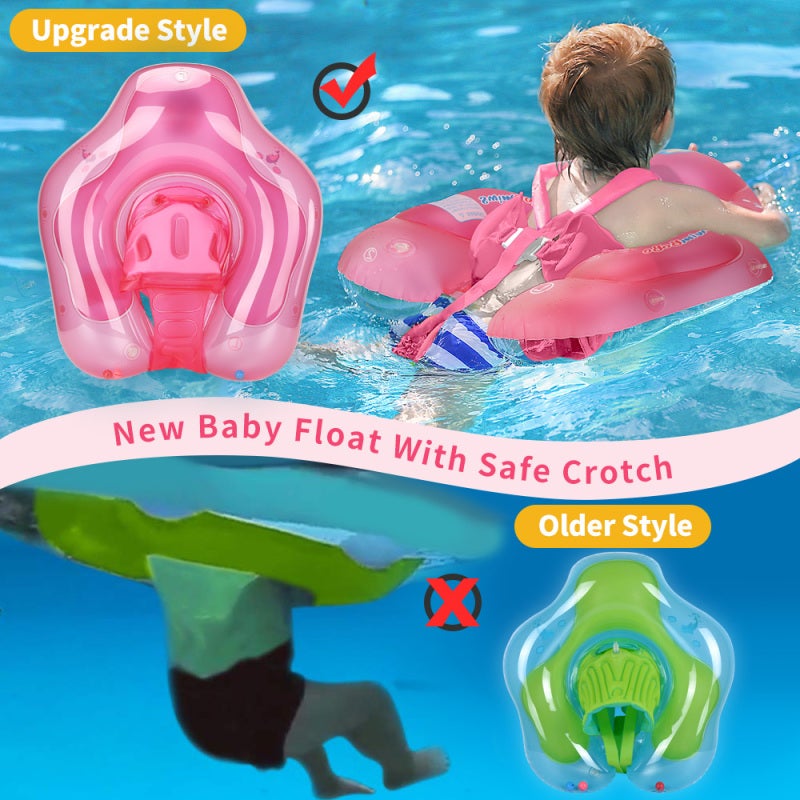 SwimBoBo Inflatable Baby Swimming Float Baby Swim Float Ring Cute Baby Pool Float Pool Toys for 3-24 Months Baby Boys Girls Swim Trainer Float with Mini Air Pump + Sun Canopy - Image 2