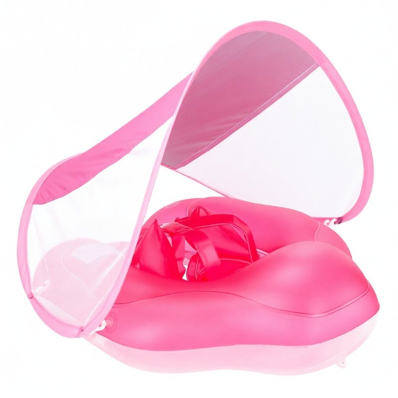 SwimBoBo Inflatable Baby Swimming Float Baby Swim Float Ring Cute Baby Pool Float Pool Toys for 3-24 Months Baby Boys Girls Swim Trainer Float with Mini Air Pump + Sun Canopy - Image 1