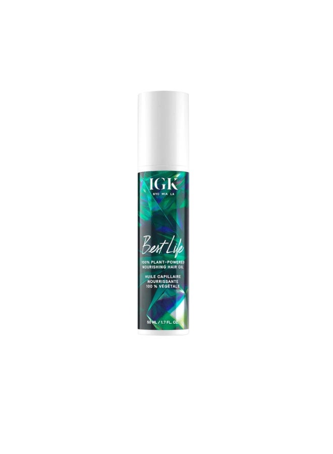 IGK BEST LIFE 100% Plant Powered Nourishing Hair Oil | Smooth + Soften + Heat Protectant | Vegan + Cruelty Free | 1.5 Oz - Image 1