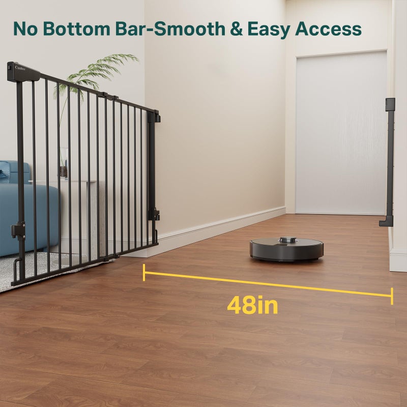 Cumbor Expandable 31.6-48" Baby Gate for Stairs, Wall-Mounted, 2-in-1 No Bottom Bar Dog Gate Indoor, Pet Gate for Doorways with Large Walk Thru Door, Child-Proof Safety Gate for Kids (Black) - Image 2