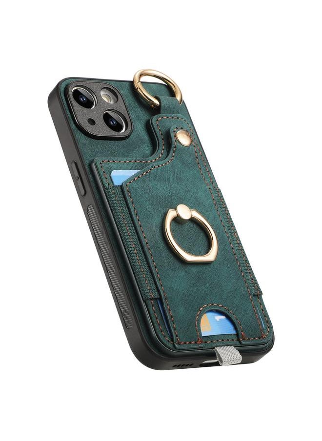 erorex Case For iPhone 15 Plus Retro Skin-feel Ring Card Bag Phone Case with Hang Loop  - Image 3