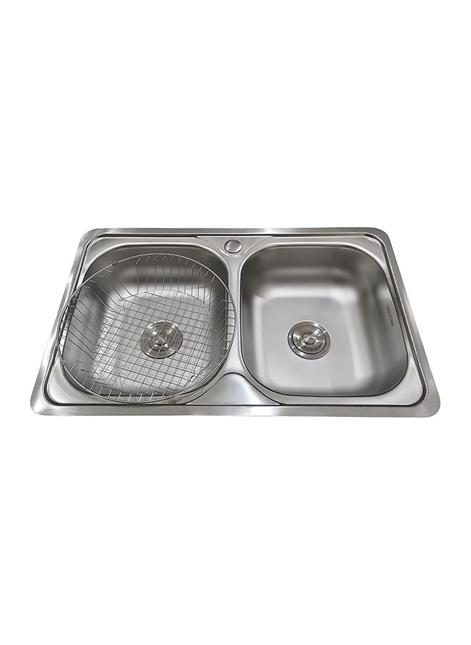 Generic - Double Pot Of Stainless Steel Turkish Kitchen Sink, Size 50Cm X 80Cm - Image 1