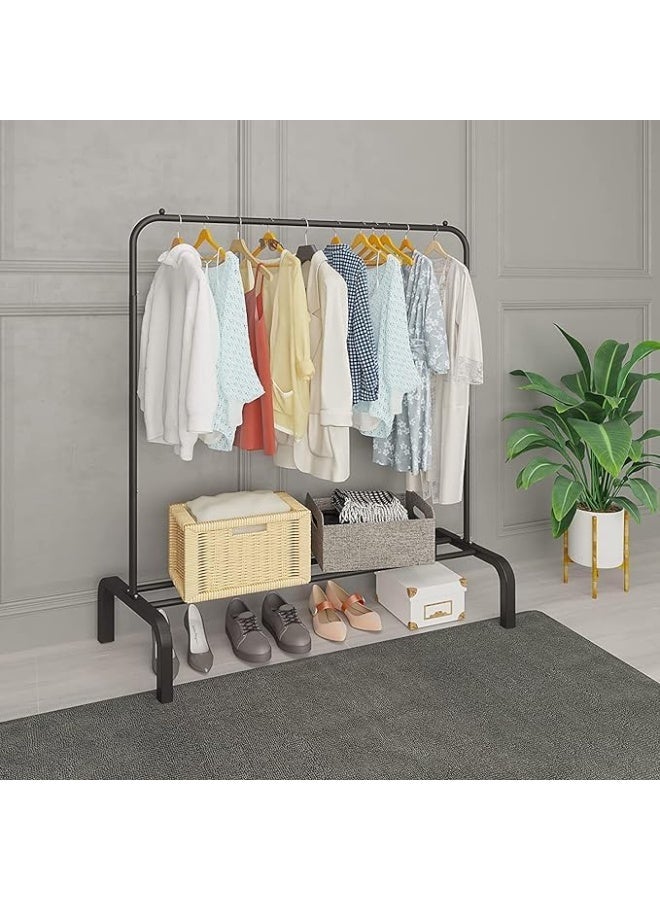 CAZADORA Upgrade your home organization with the CAZADORA Premium Clothes Rack. Designed for versatility and durability, this metal clothes stand is perfect for hanging coats, dresses, or daily outfits. Equipped with one or two storage shelves for shoes, bags, or boxes, and available with single or double hanging bars. Made from high-quality materials and finished in sleek white or black. Choose from five different sizes to suit your space – bedroom, bathroom, or hallway. Simple yet stylish solution for clutter-free living. - Image 1