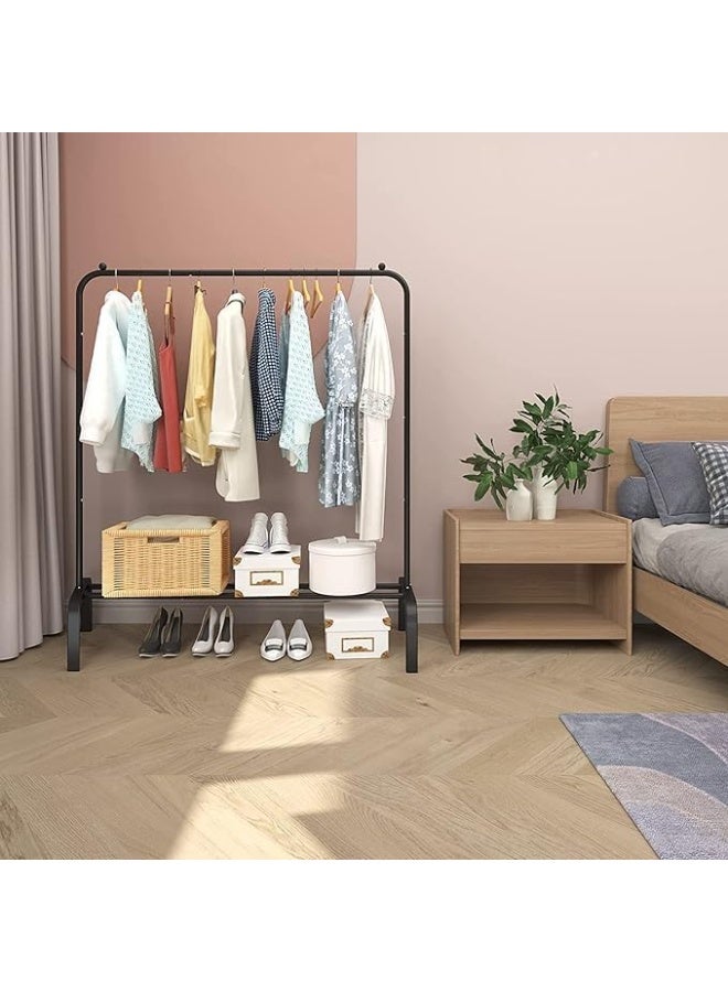 CAZADORA Upgrade your home organization with the CAZADORA Premium Clothes Rack. Designed for versatility and durability, this metal clothes stand is perfect for hanging coats, dresses, or daily outfits. Equipped with one or two storage shelves for shoes, bags, or boxes, and available with single or double hanging bars. Made from high-quality materials and finished in sleek white or black. Choose from five different sizes to suit your space – bedroom, bathroom, or hallway. Simple yet stylish solution for clutter-free living. - Image 4