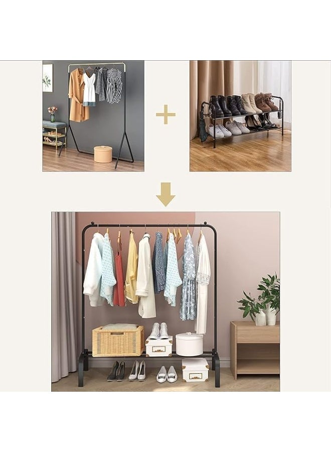 CAZADORA Upgrade your home organization with the CAZADORA Premium Clothes Rack. Designed for versatility and durability, this metal clothes stand is perfect for hanging coats, dresses, or daily outfits. Equipped with one or two storage shelves for shoes, bags, or boxes, and available with single or double hanging bars. Made from high-quality materials and finished in sleek white or black. Choose from five different sizes to suit your space – bedroom, bathroom, or hallway. Simple yet stylish solution for clutter-free living. - Image 3