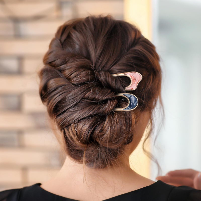 Chuangdi 4 Pieces U Shaped Hair Fork Vintage Metal Hair Pin Stick Elegant Headdress Accessory for Woman Girl(U Gold and Silver) - Image 3