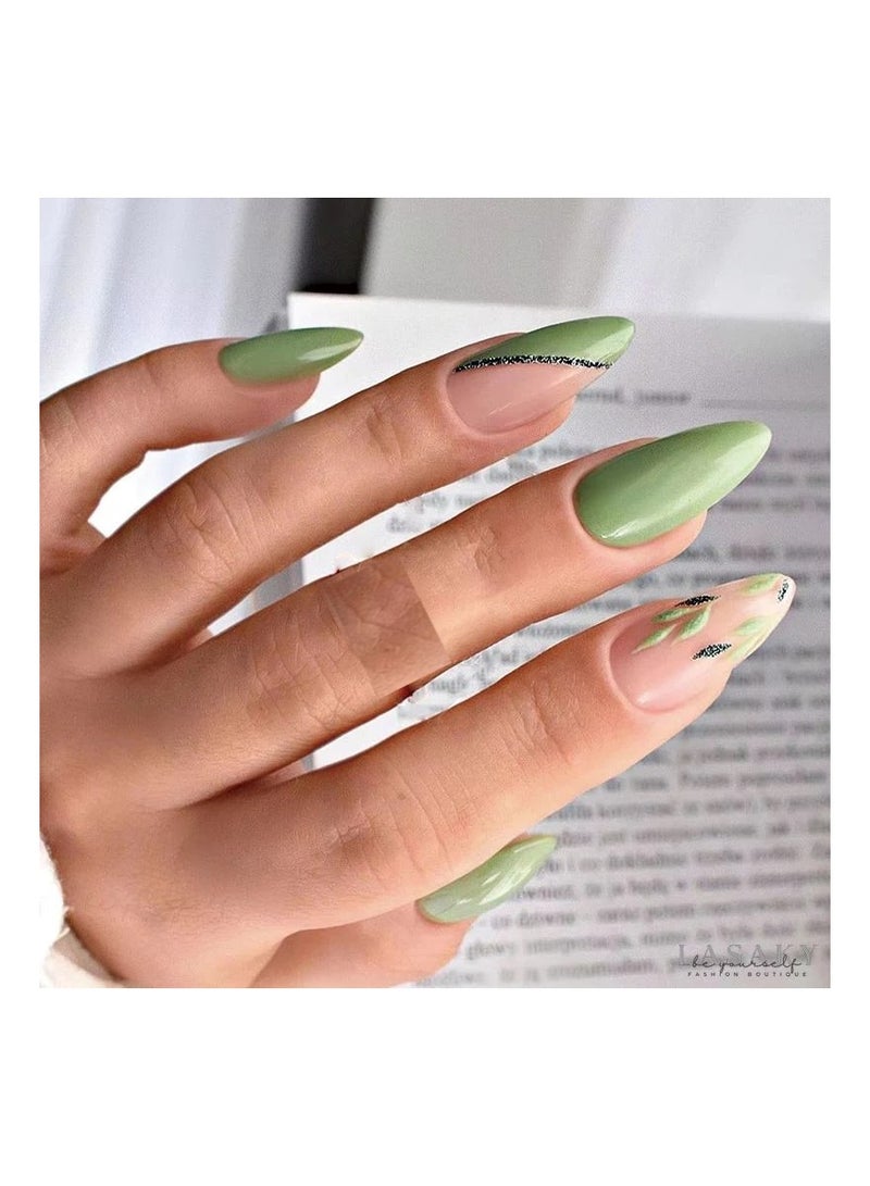 مجموعة أظافر صناعية من الأكريليك  مكونة من 24 قطعة