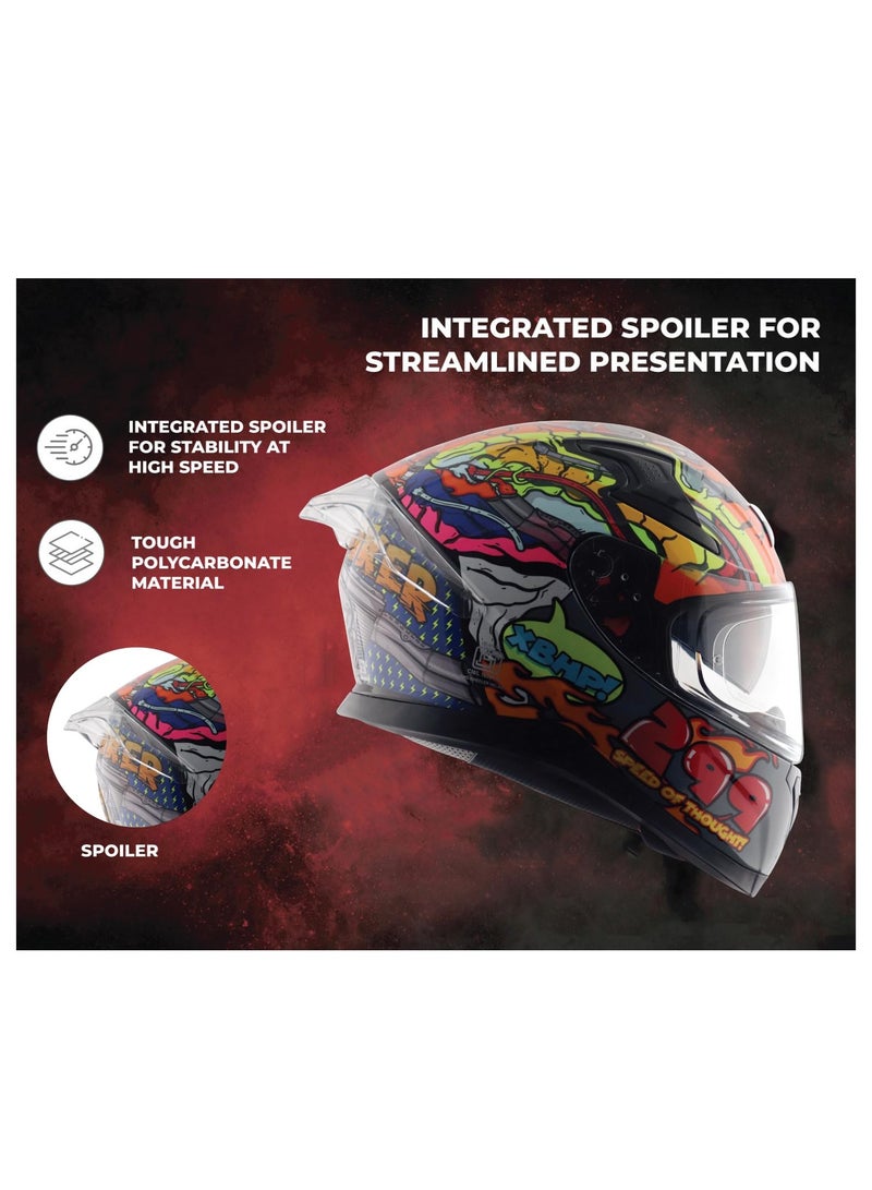 Axor xBhp Speed of Thought Motorbike Helmet Neon Yellow Blue - Image 3