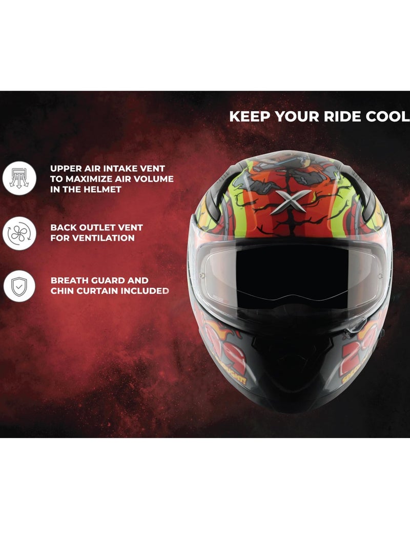 Axor xBhp Speed of Thought Motorbike Helmet Neon Yellow Blue - Image 4