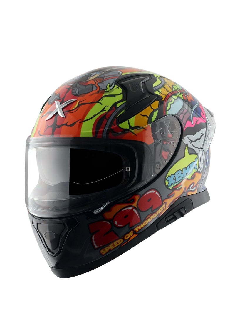 Axor xBhp Speed of Thought Motorbike Helmet Neon Yellow Blue - Image 1