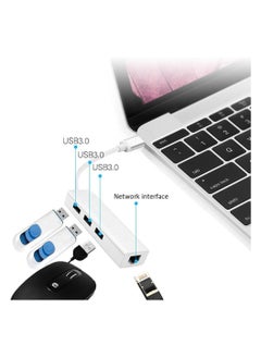 Generic USB Type-C to 3-Port USB3 + RJ45 Gigabit Ethernet LAN Adapter - Silver  - Image 2