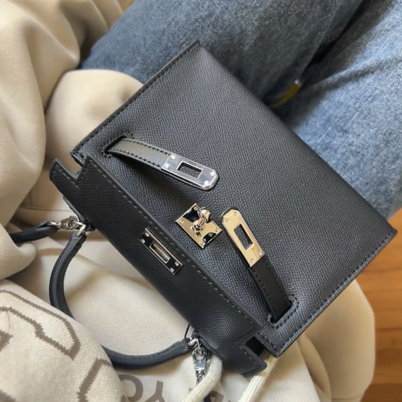Women'S Handbag Palm Print Second Generation Kelly Bag Cowhide Mini Kelly Bag Shoulder Bag Crossbody Small Handbag - Image 3