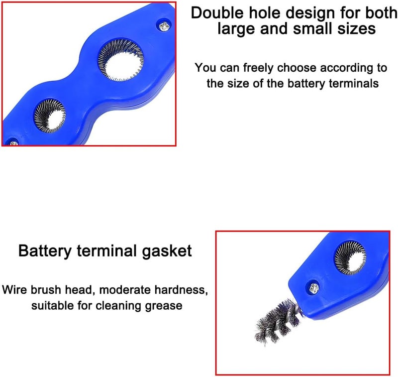 BELOMI 2PCS Car Battery Terminal Cleaning Brush, 4 in 1 Rustproof Battery Cleaner Tool with Steel Wire, Auto Universal Interior and Exterior Battery Terminals Machine Parts（Blue） - Image 4