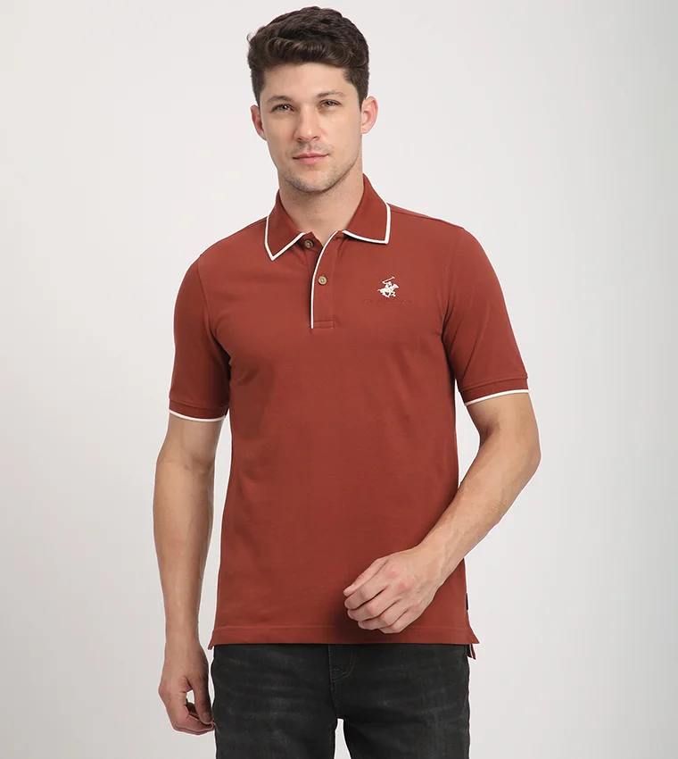 BEVERLY HILLS POLO CLUB Logo Embroidered Short Sleeves Polo T-Shirt
