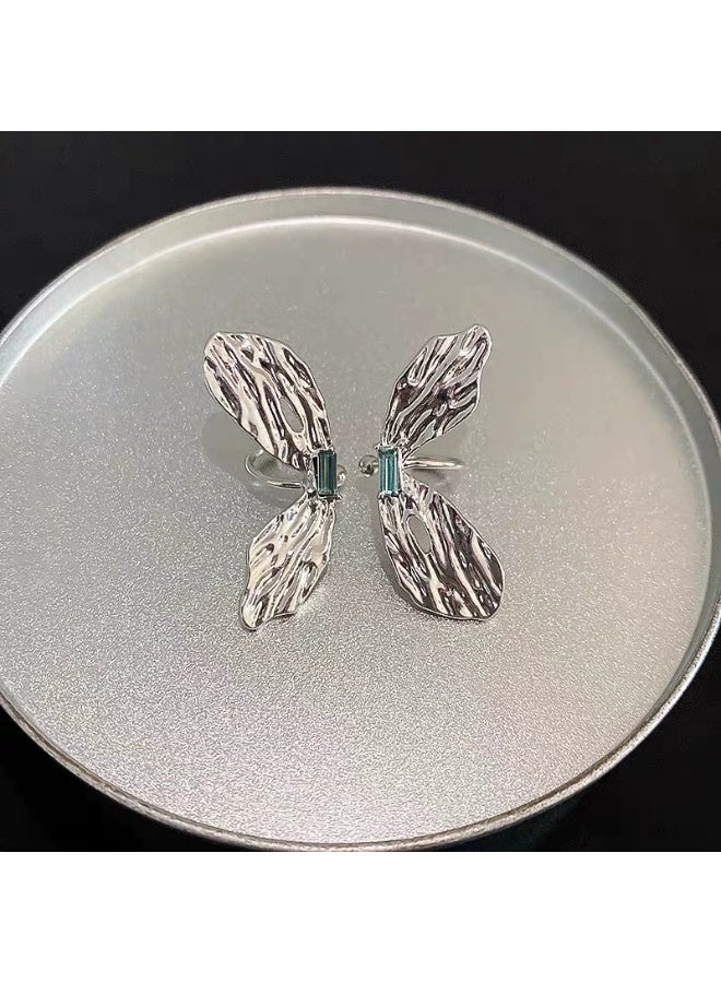 Goolsky أقراط كوف الفراشة الفضية بدون ثقب – خطاف أذن الجنية المتلألئة للنساء - Image 3