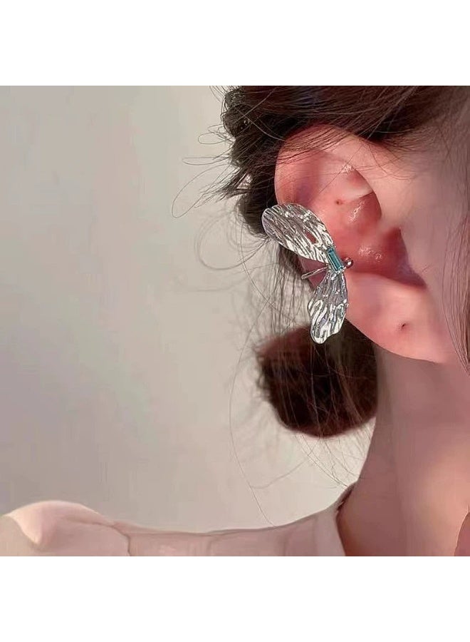 Goolsky أقراط كوف الفراشة الفضية بدون ثقب – خطاف أذن الجنية المتلألئة للنساء - Image 2