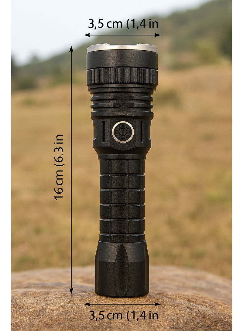 Akova High Power Japanese LED Flashlight – Rechargeable via USB, Long Range Beam, Durable Metal Body - Image 1