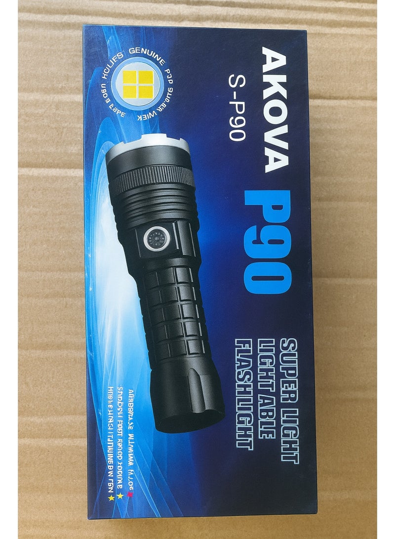 Akova High Power Japanese LED Flashlight – Rechargeable via USB, Long Range Beam, Durable Metal Body - Image 2