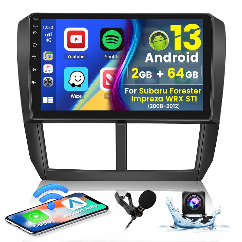 Roinvou 2G64G for Subaru Forester Impreza WRX STI 2008 2009 2010 2011 2012 Car Radio with Wireless CarplayAndroid Auto 9 Inch Android 13 IPS Touch Screen Car Stereo Bluetooth GPS WiFi HiFi