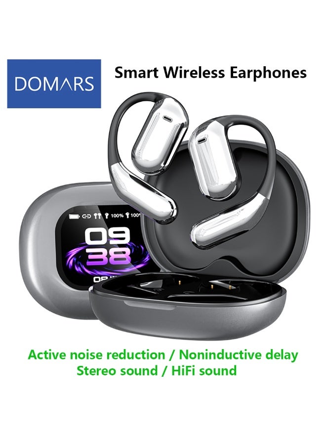 دومرز‌ سماعات أذن لاسلكية من Doamrs مزودة بشاشة لمس LCD، وخاصية إلغاء الضوضاء النشطة (ANC)، وتقنية بلوتوث 5.4، وسماعات أذن مفتوحة، ووقت تشغيل يصل إلى 40 ساعة، وخاصية إلغاء الضوضاء النشط (ENC) لمكالمات واضحة، وصوت ستيريو عالي الدقة، ومقاومة للماء بمعيار IPX5، مناسبة للعمل والرياضة والألعاب. - Image 1