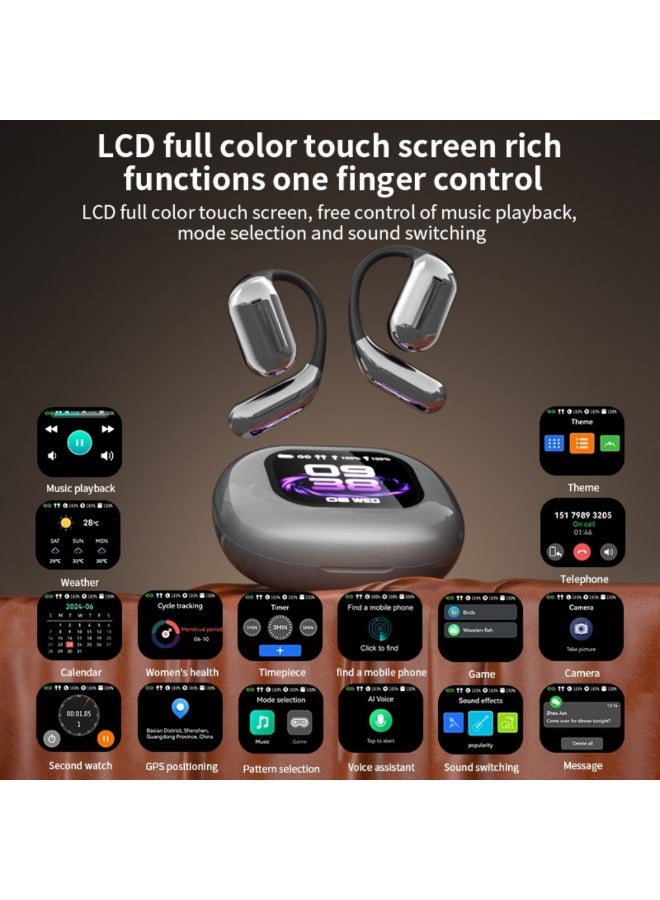 دومرز‌ سماعات أذن لاسلكية من Doamrs مزودة بشاشة لمس LCD، وخاصية إلغاء الضوضاء النشطة (ANC)، وتقنية بلوتوث 5.4، وسماعات أذن مفتوحة، ووقت تشغيل يصل إلى 40 ساعة، وخاصية إلغاء الضوضاء النشط (ENC) لمكالمات واضحة، وصوت ستيريو عالي الدقة، ومقاومة للماء بمعيار IPX5، مناسبة للعمل والرياضة والألعاب. - Image 2