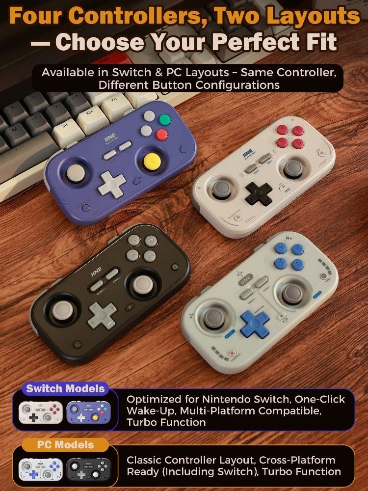 Iine Retro Pocket Compact Portable Gaming Controller with Hall Joysticks, 1000Hz, Purple - Image 3