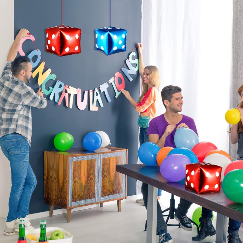 10Pcs Red Blue Cube Dice Aluminum Foil Balloons for Birthday Party Decorations - Image 4