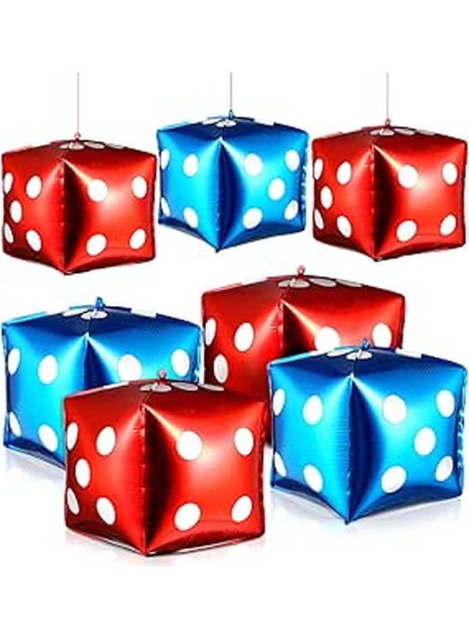 10Pcs Red Blue Cube Dice Aluminum Foil Balloons for Birthday Party Decorations - Image 1