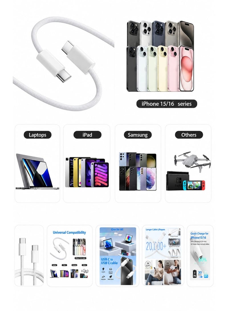 ZEROSPACE USB-C to USB-C Charge Cable 1m White - Image 4
