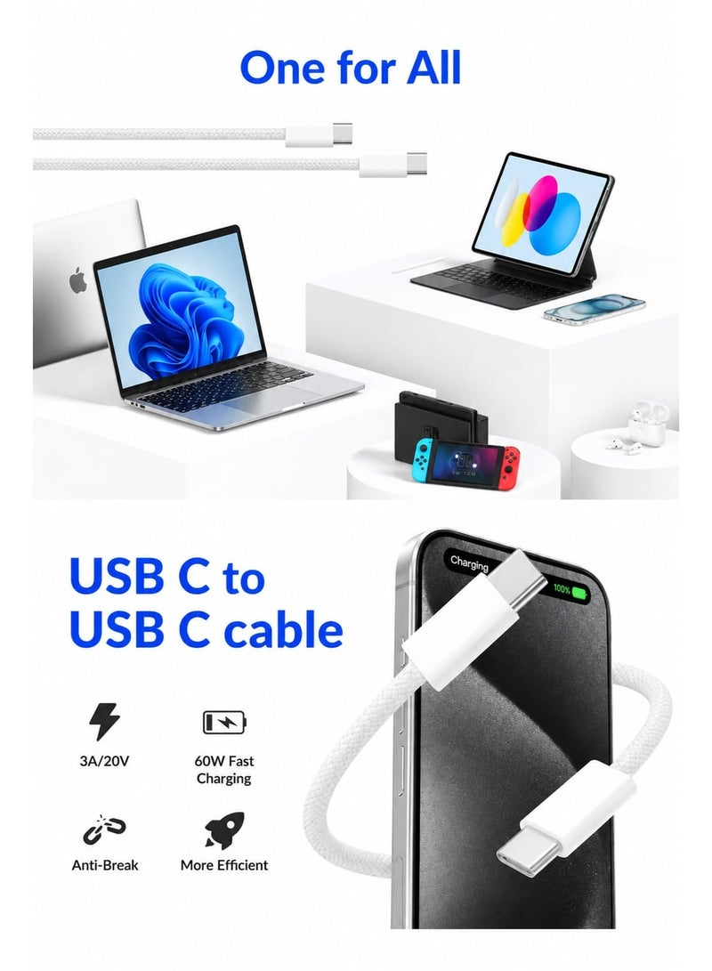 ZEROSPACE USB-C to USB-C Charge Cable 1m White - Image 3