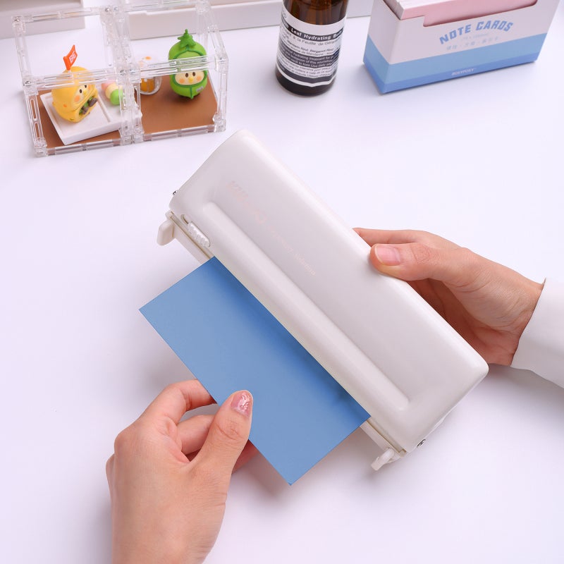 6-Hole Paper Punch: Grey All-Metal Paint Body - Adjustable Spacing For A4/A5/A6/A7/B5 Paper, 10-Sheet Capacity, Removable Scale, Chip Drawer - Easy Plain Press Design For Office Home School Use - Image 5