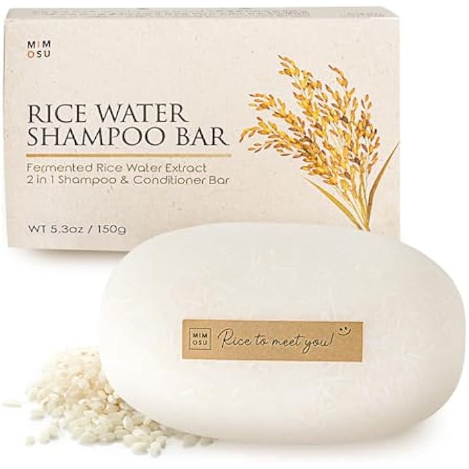 mimosu RICE WATER SHAMPOO BAR - FERMENTED RICE WATER FOR HAIR GROWTH, STRENGTHEN & VOLUMIZE KOREAN HAIR CARE SOAP BAR, ALL HAIR TYPES, SILICONE & SULFATE-FREE, UNSCENTED, 5OZ - Image 1