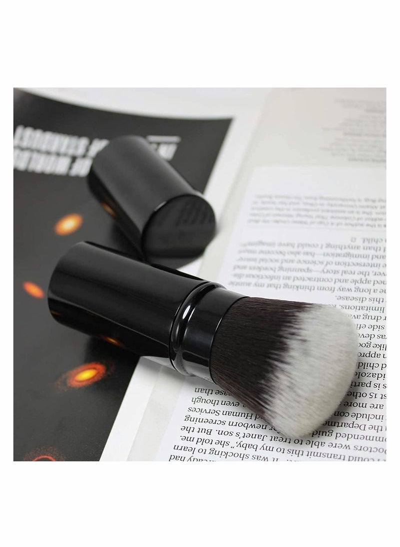 Captaintech Blush Brush Artificial Wool Portable Face Powder Brush with Cover, Professional Retractable Flat Top Liquid Powder Foundation Brush for Blending Liquid - Image 1