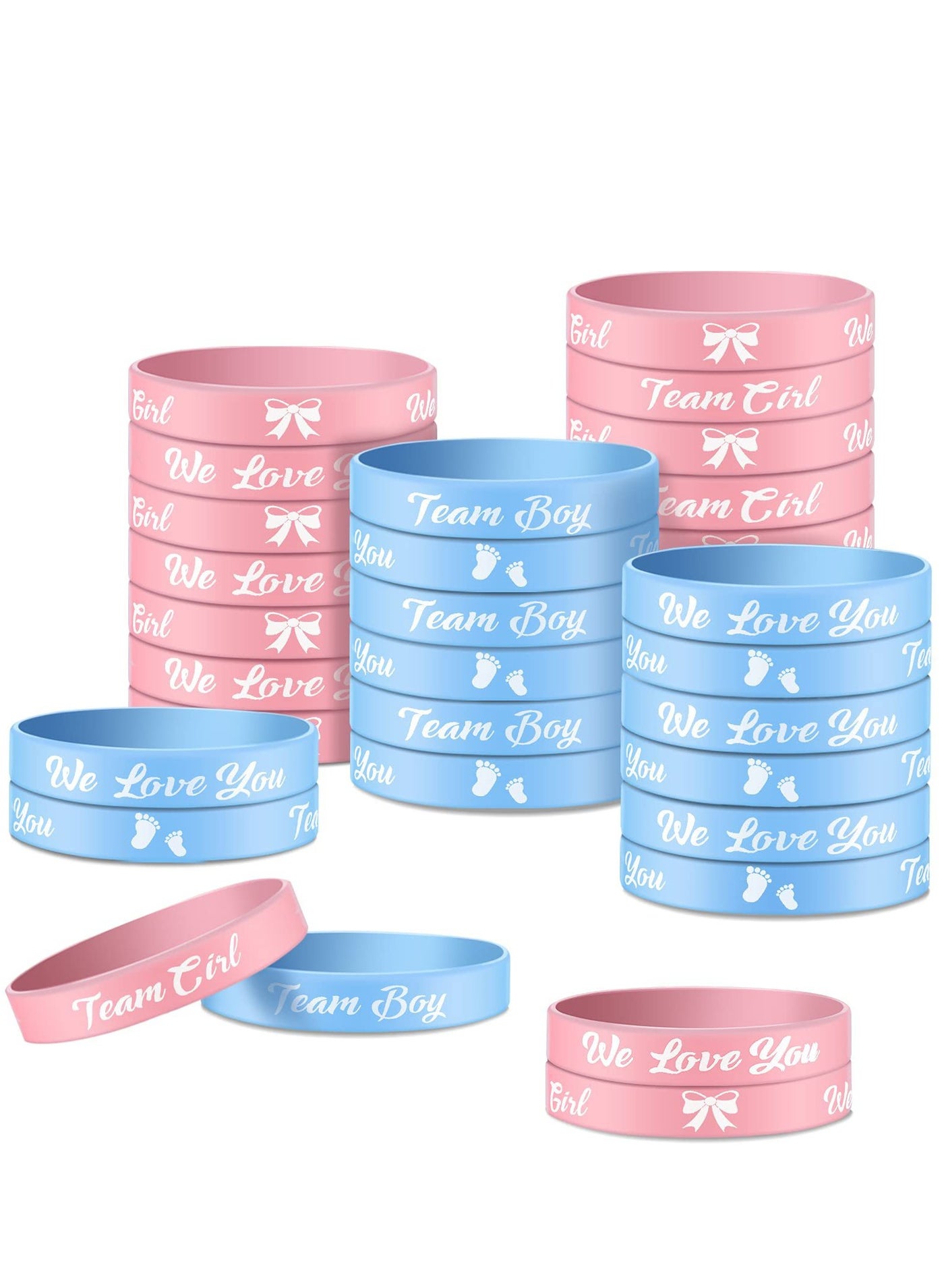 20-Piece Baby Gender Reveal Bracelets, Silicone Wristbands Gender Reveal Party Bracelets, Team Both Rubber Wristband for Baby Shower Gender Reveal Party Favor Supplies
