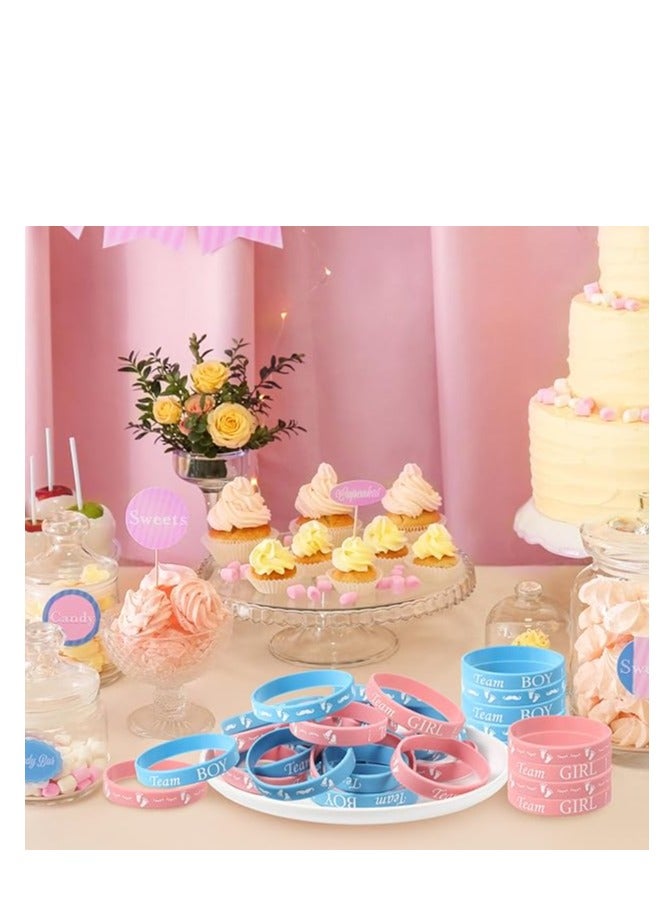 XIYU 20-Piece Baby Gender Reveal Bracelets, Silicone Wristbands Gender Reveal Party Bracelets, Team Both Rubber Wristband for Baby Shower Gender Reveal Party Favor Supplies - Image 5