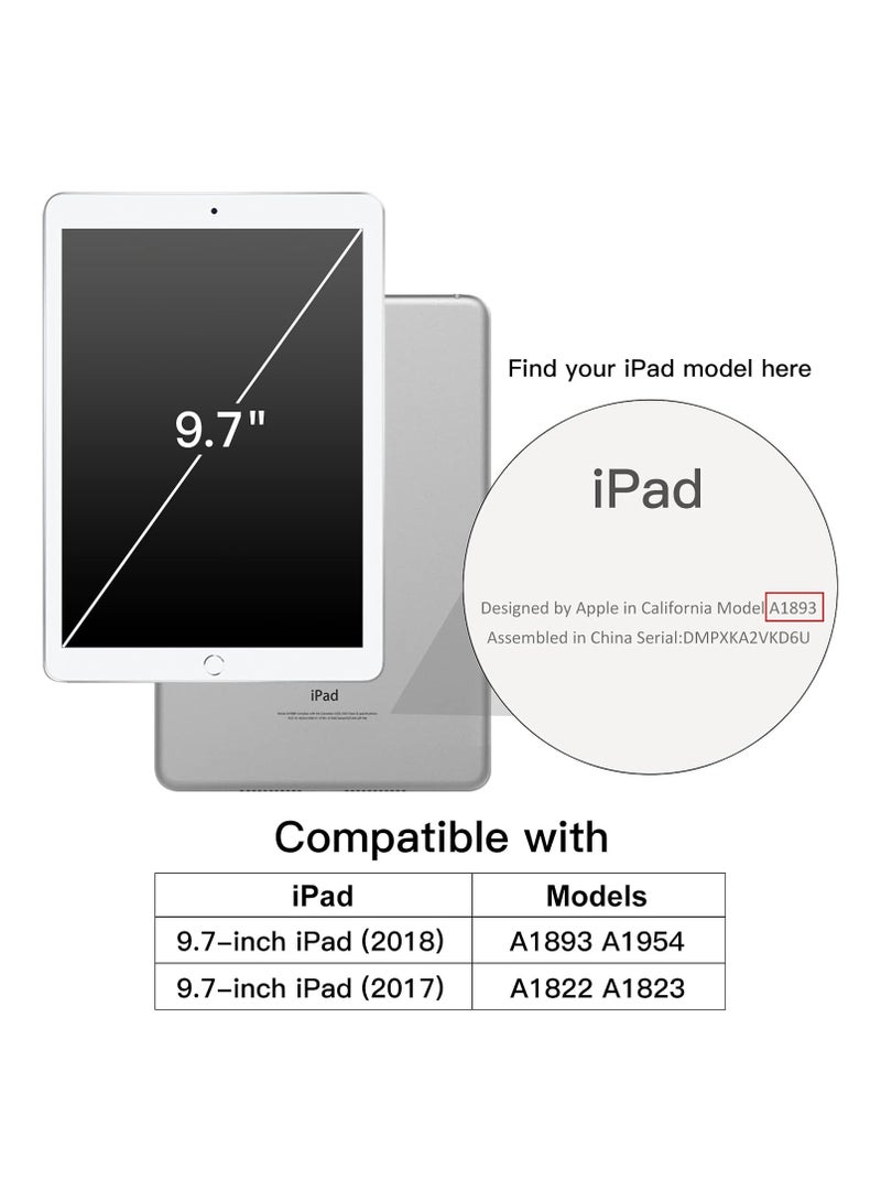 DUSALA 2 in 1 DUSALA Case for iPad 9.7-Inch (6th/5th Generation, 2018/2017) with Pencil Holder, Slim Stand Protective Cover with Clear Transparent Back Shell for iPad 9.7 inch Tablet, Support Auto Wake/Sleep With Tempered Glass - Image 2