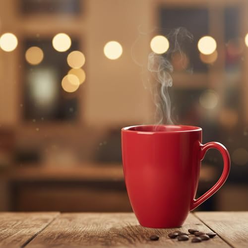 Gift Arcadia Ceramic Coral Coffee Mugs Set of 2| Handmade Ceramic Mug | Microwave Safe Ceramic Color Mugs for Tea Coffee | Hot & Cold Beverages Tea Cups | 330ml (Black & Red) - Image 2