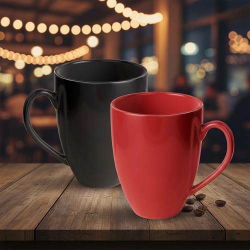 Gift Arcadia Ceramic Coral Coffee Mugs Set of 2| Handmade Ceramic Mug | Microwave Safe Ceramic Color Mugs for Tea Coffee | Hot & Cold Beverages Tea Cups | 330ml (Black & Red) - Image 5