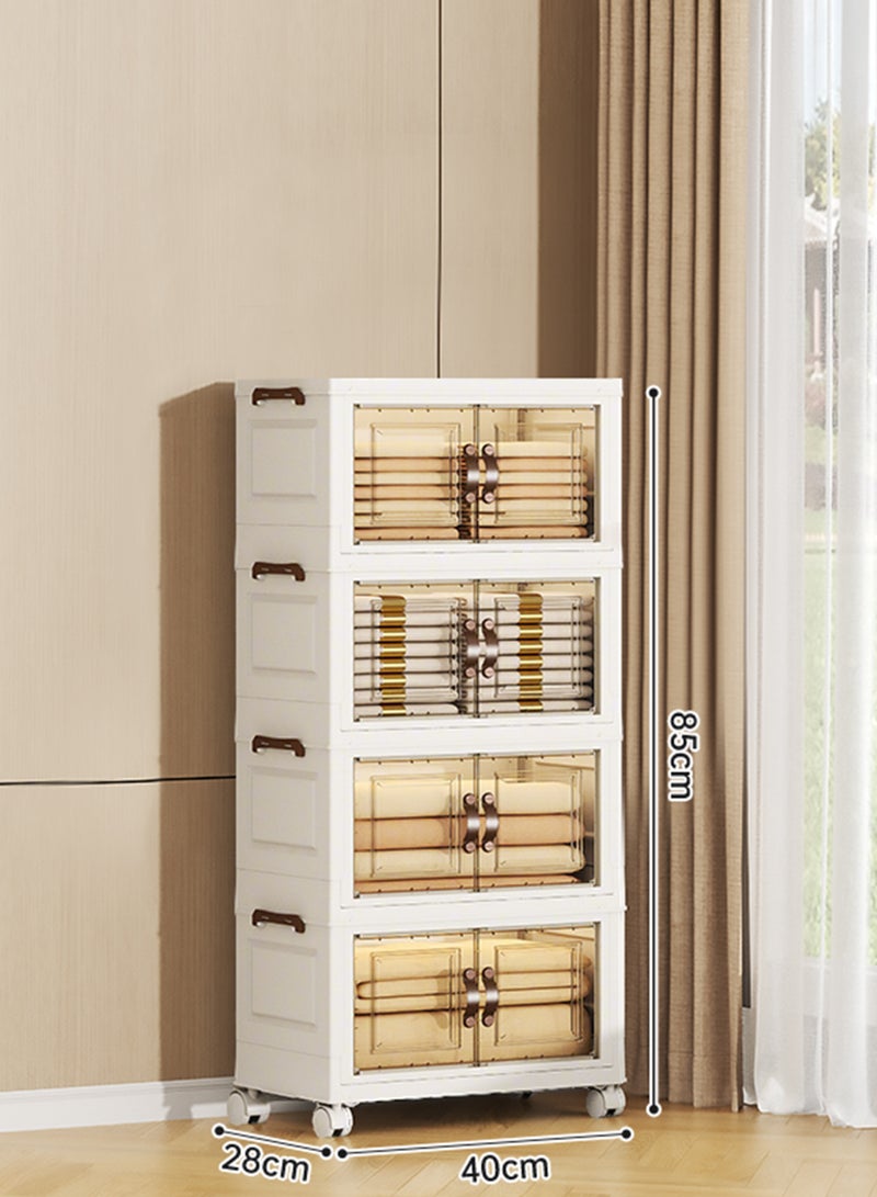 أولييرو خزانة تخزين بلاستيكية قابلة للطي بأربع طبقات، مقاس 40×28×85 سم - Image 1