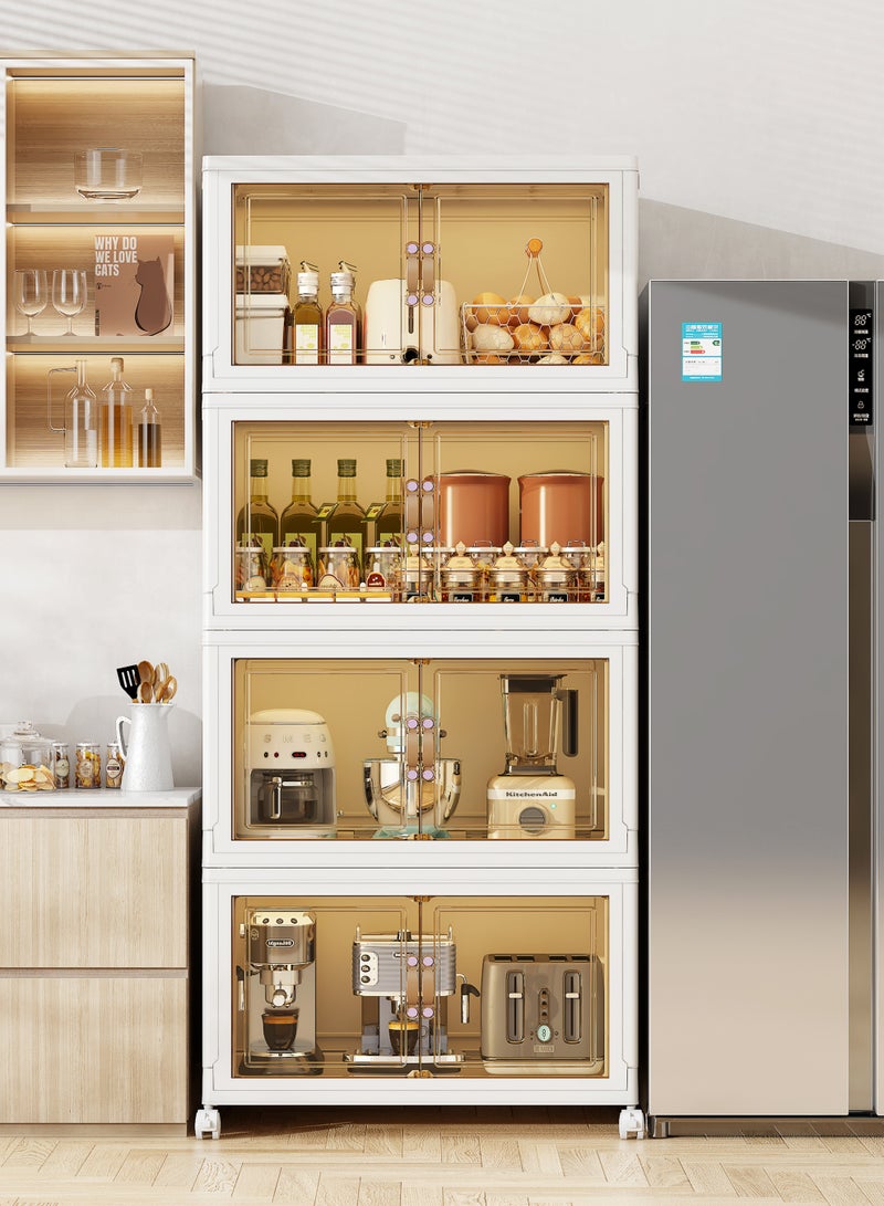 أولييرو خزانة تخزين بلاستيكية قابلة للطي بأربع طبقات، مقاس 40×28×85 سم - Image 2