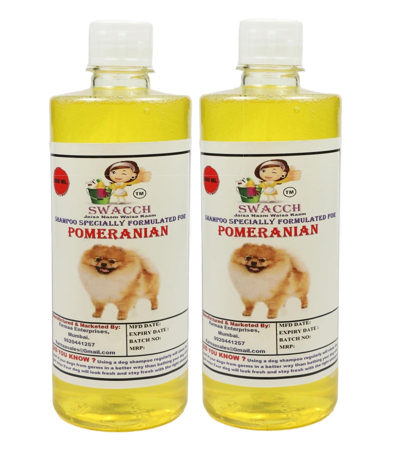 swacch Pomeranian Dog Shampoo + Dumbbell Toy I Durable Rubber Dog Toy for Chewing I Playing,Teeth Cleaning & Training Toy I Combo Pack I 500ml Pack of 2 Lemon - Image 2