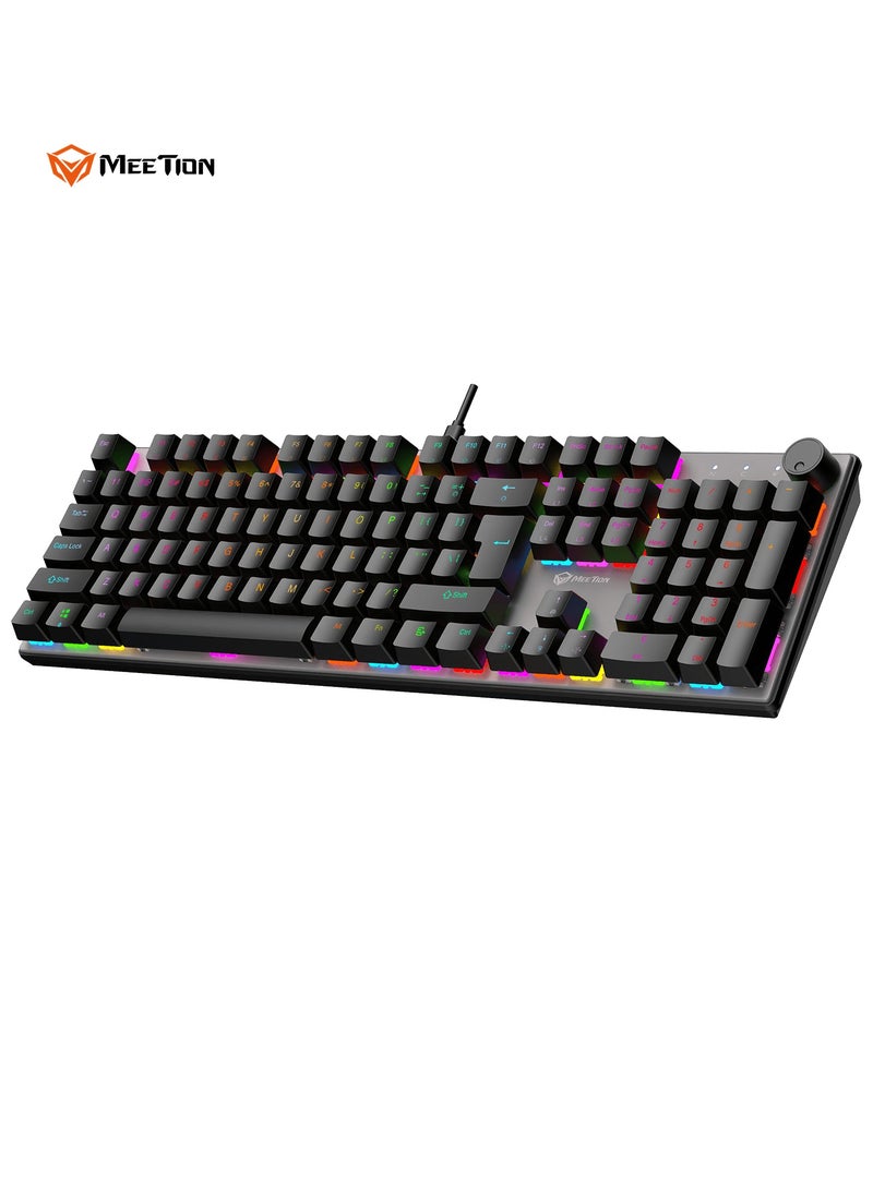 Meetion لوحة مفاتيح ميتيون MK009PRO ذات الإضاءة الخلفية RGB مع محور أحمر قابلة للتبديل للاعبين سلكية للكمبيوتر PC - Image 1