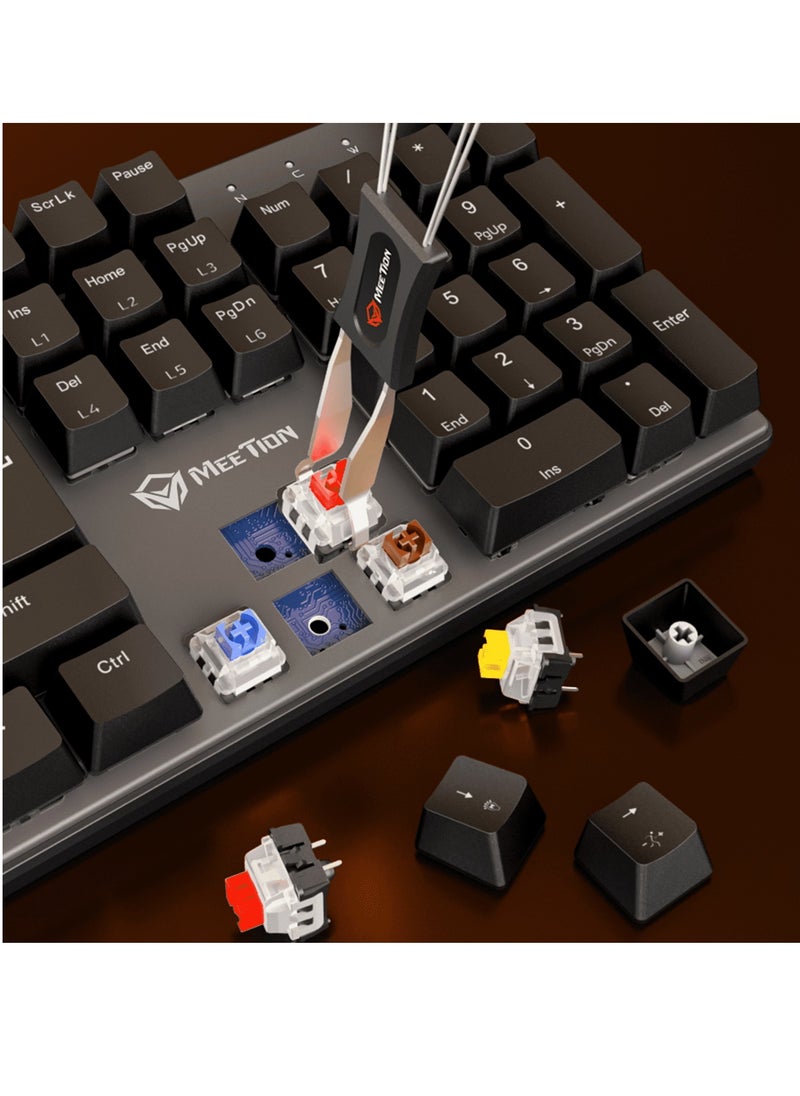 Meetion - MEETION MK009PRO Red Axis RGB Backlit Hot swap Gamer Wired Mechanical Gaming Keyboard for Computer PC - Image 1