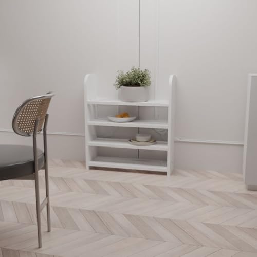 flux 4-Tier Wooden Shoe Rack and Storage Organizer, Eco-Friendly Particle Board with Laminate Finish, Multipurpose Shelf for Home, Office, Cafe – 50x20x60 cm, White - Image 2