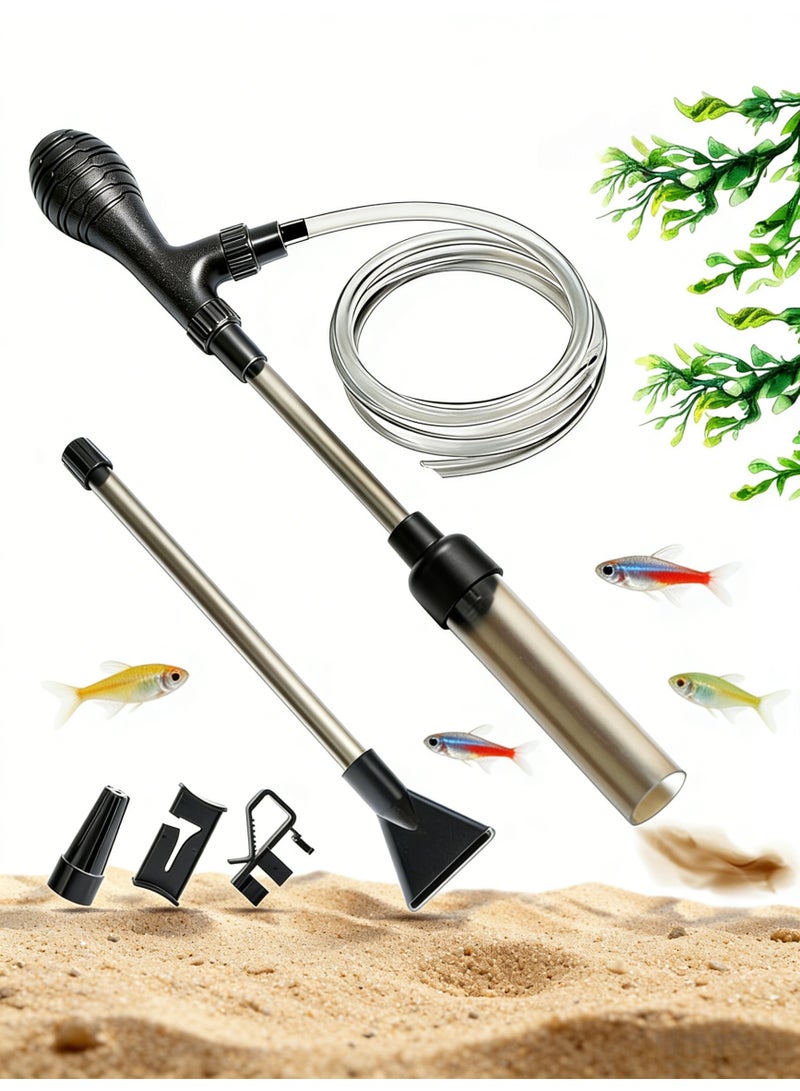 ZIVTH Aquarium Siphon Vacuum Cleaner 80GPH Manual Fish Tank Gravel Cleaner with Adjustable Water Flow for Sand Cleaning, Water Change & Dirt Removal - Image 1