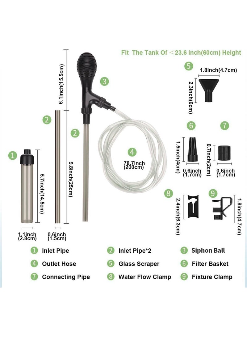 ZIVTH Aquarium Siphon Vacuum Cleaner 80GPH Manual Fish Tank Gravel Cleaner with Adjustable Water Flow for Sand Cleaning, Water Change & Dirt Removal - Image 2