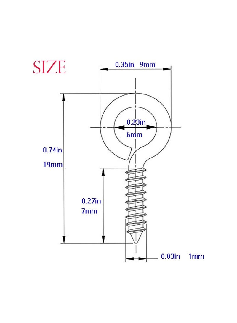 300 PCS Mini Screw Eye Nails, Self Tapping Screw Hooks for Craft Projects - Image 2