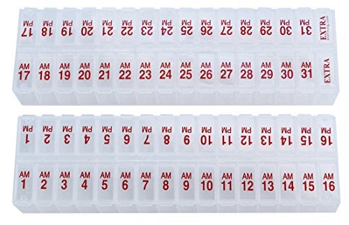 pill thing Twice-a-Day Monthly Large Pill Organizer Set - AM and PM Medication Organizer for the Entire Month. Set Contains 2 Organizers for 1 Month. (New STAY-TIGHT Lids) - Image 1