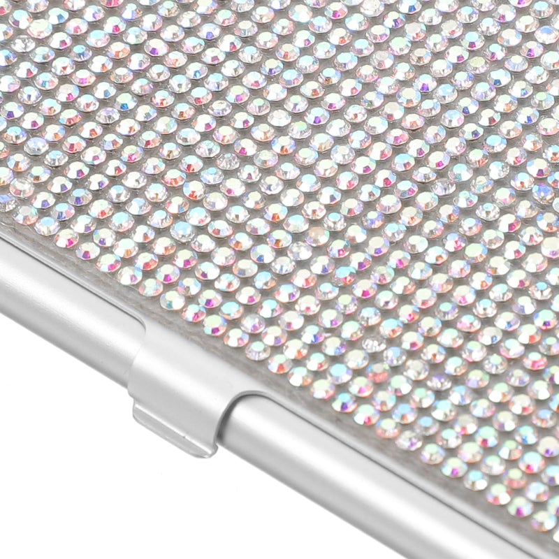 Sparkling Silver Rhinestone Business Card Holder Portable Office Desk Organizer - Image 4