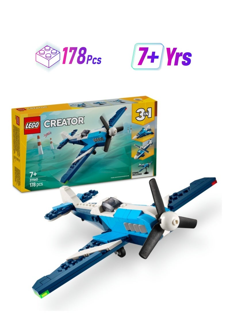 LEGO Creator 3in1 Aircraft: Race Plane Toy Vehicle Playset 31160 (178) Pieces  - Image 1